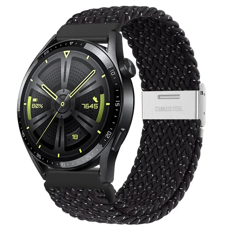 20 22mm Strap for Samsung Galaxy Watch 7 6 5 4 Band 40/44mm 5Pro Active 2 Gear S3 Braided Elastic Bracelet for Huawei GT2/3 4Pro