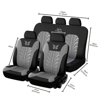 Car Seat Cover Full Set, Universal Butterfly Pattern Embroidery Auto Seat Cover Set