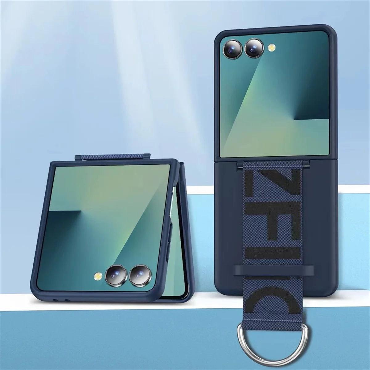 Wrist Strap Ring Holder Phone Case for Samsung Galaxy Z Flip 8 7 6 5 Luxury Matte PC Shockproof Hand Chain Band ZFlip 7 FE Cover