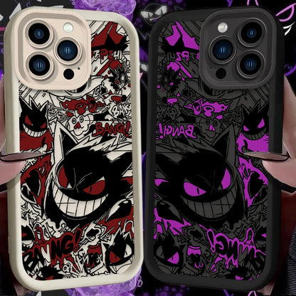 P-Pokemon Gengar Graffiti Phone Case for iPhone 17 Air 16 16E 15 14 13 12 11 Pro Max X XS X S Max XR SE 2020 SE4 7 8 Silicone