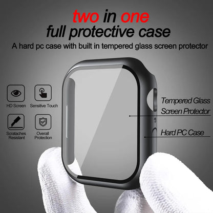 Glass+Matte Watch Cover for Apple Watch Case 45mm 41mm 44mm 40mm 42mm 38mm Bumper+Screen Protector for Iwatch SE 8 7 6 5 4 3 2 1