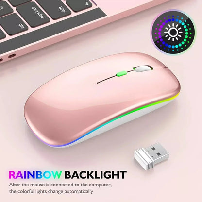 Rechargeable Bluetooth-compatible Wireless Mouse with 2.4G USB RGB Mouse for Computer Laptop Tablet PC Macbook Gaming Mouse Game