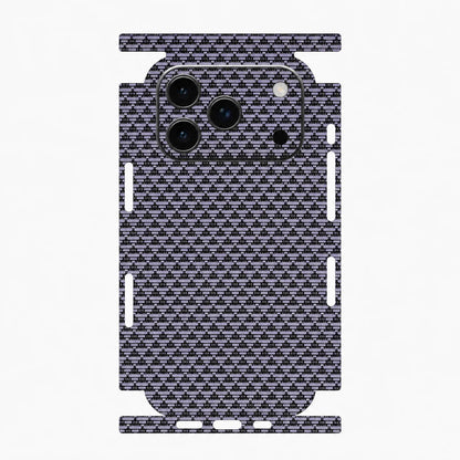 Full Wrap Faux Leather Back Skin for iPhone 17 16 15 14 13 Pro Max Diamond Kevlar Texture Anti Scratch Phone Sticker