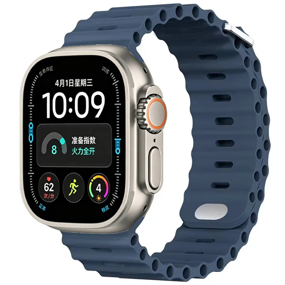 Ocean Silicone strap For Apple Watch Ultra 4 3 2 1 Band 49mm 12 11 10 9 8 7 46mm 45mm 41mm band iWatch 6 5 4 SE3 44mm 40mm 42mm