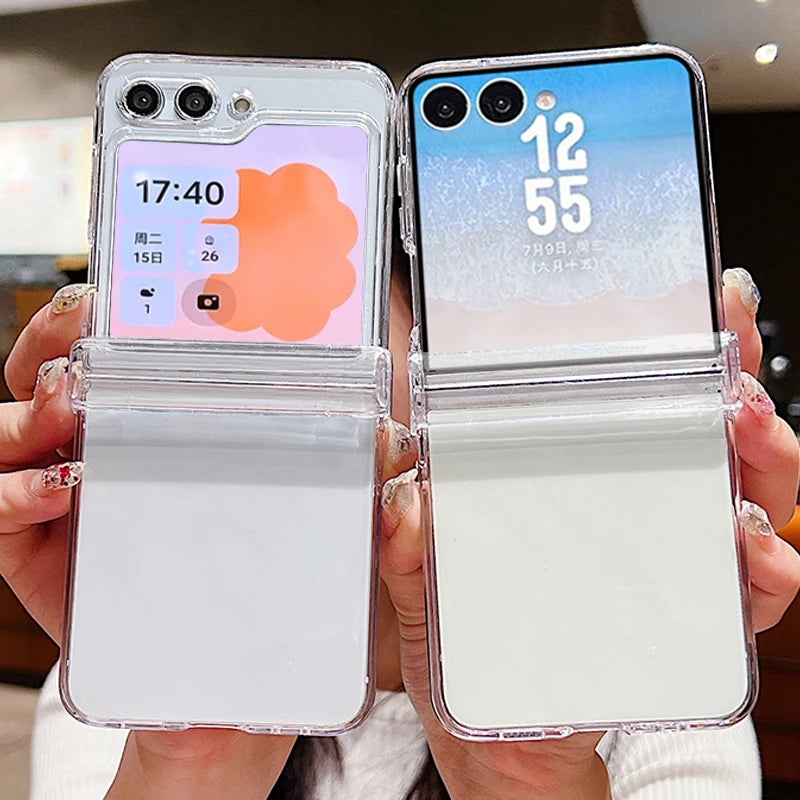 For Samsung Galaxy Z Flip 8 7 FE 6 5 4 3 5G Transparent Case Shockproof Folding Hard Clear Phone Cover For Samsung Z Flip8 Flip7