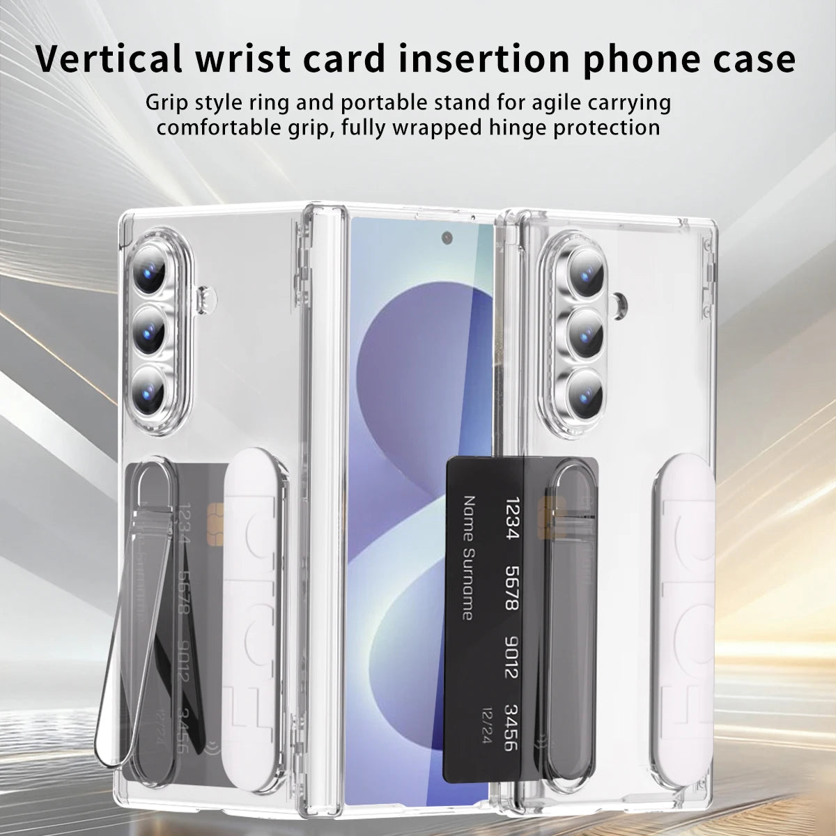 Multifunctional Kickstand Phone Case For Samsung Galaxy Z Fold 8 Ultra Fold 7 6 5 4 With Card Slot Wrist Strap Folding Cover