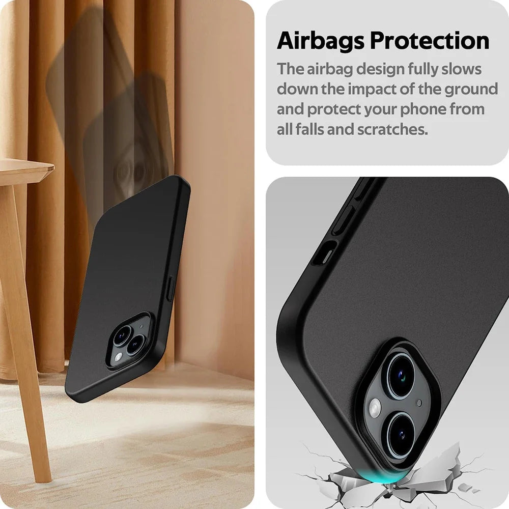 Luxury Matte Silicone Soft Case For iPhone 18 PRO 17 Air 16 15 14 Plus 13 12 Mini 11 Pro Max Ultra Thin Solid Black Cover