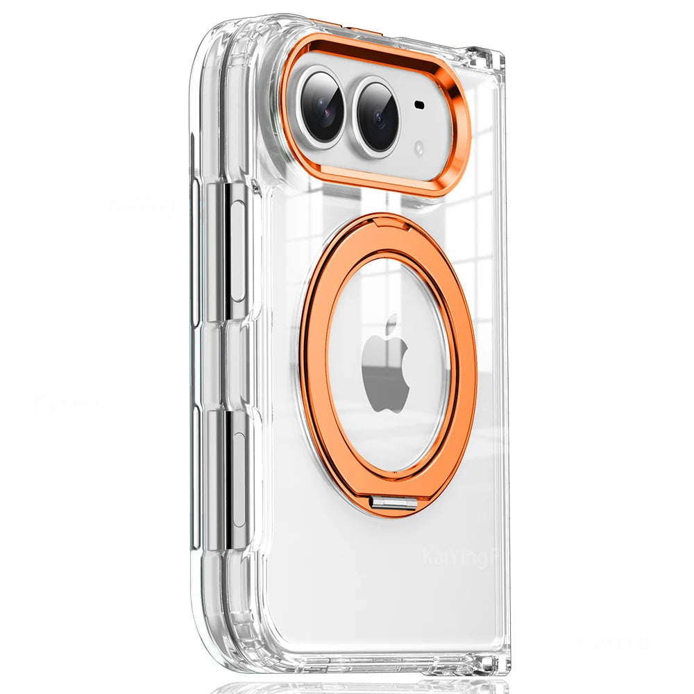 Luxury For Magsafe Phone Case For iPhone Duo 18 Fold With Rotating Magnetic Holder Transparent Case Acrylic Cover