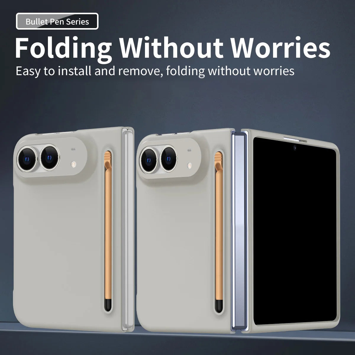 For iPhone Duo Case Ultra-Thin Skin-Friendly Matte With Tempered Film Touch Pen Folding Shockproof Protection Cover Accessories