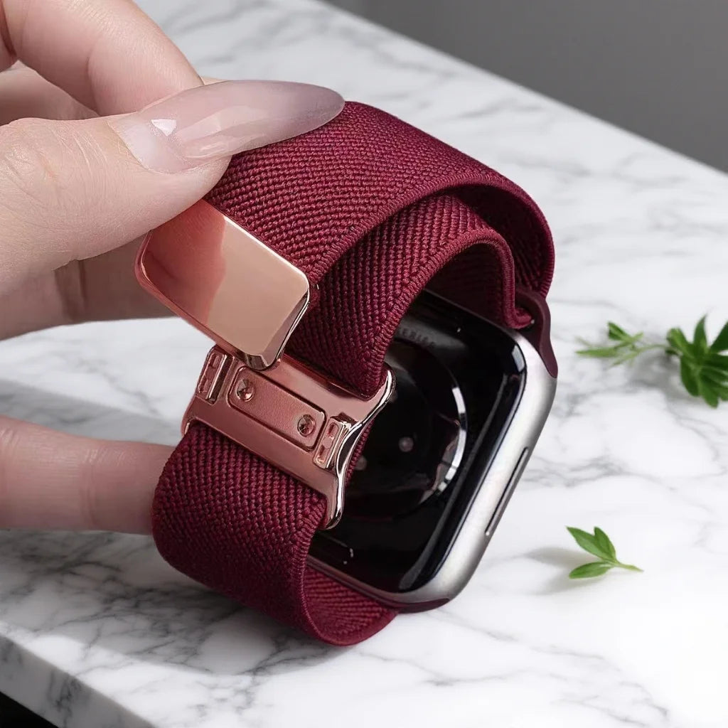 Magnetic Strap for Apple Watch Ultra3 Band 49mm Woman Man 40mm 44mm Nylon Elastic Loop for Iwatch Series11 10 9 8 7 6 5 4 3 2 1