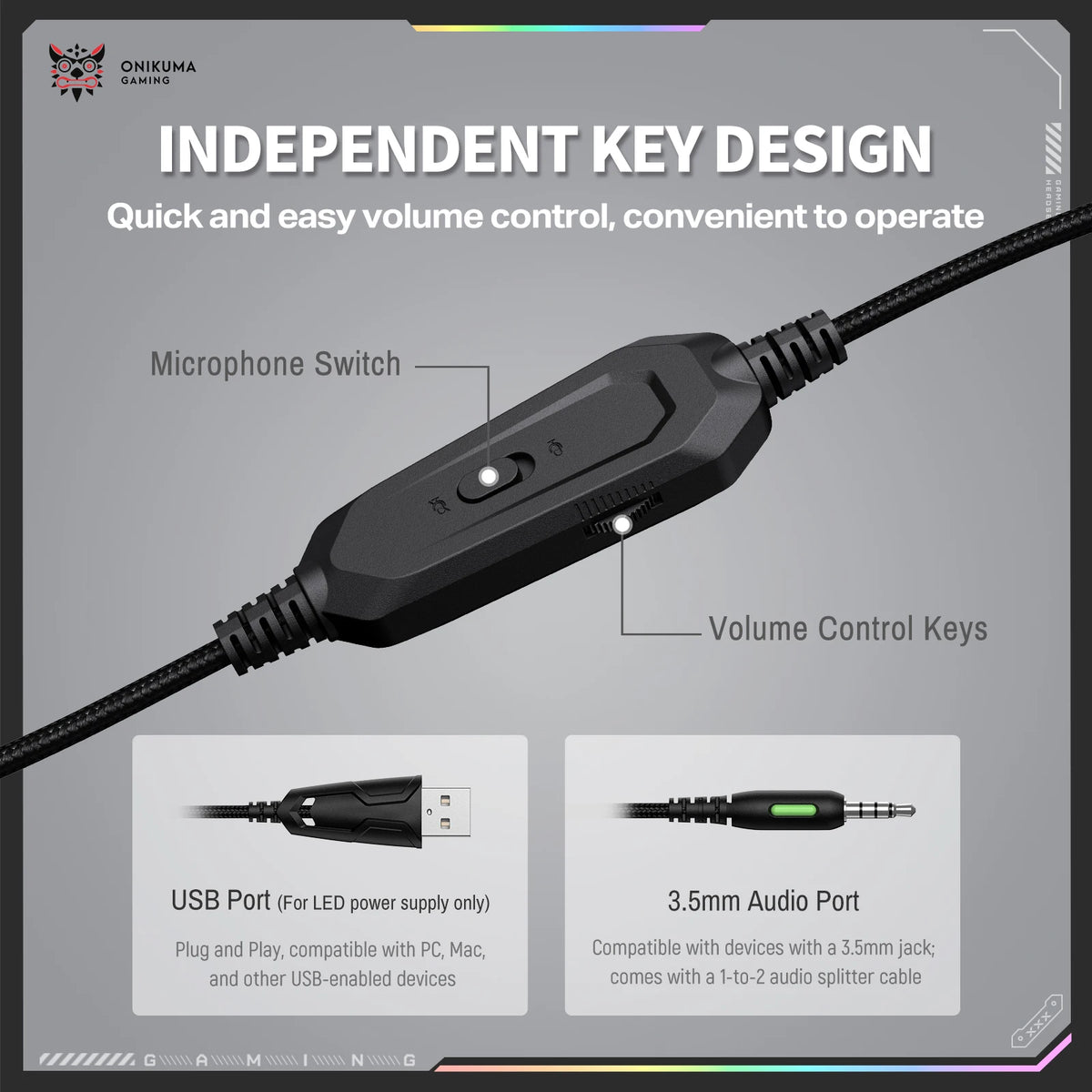 ONIKUMA X91 Wired Gaming Headset RGB 50MM Driver Surround Sound Noise Cancelling Mic Ergonomic Headphones For PC PS4 PS5 Switch