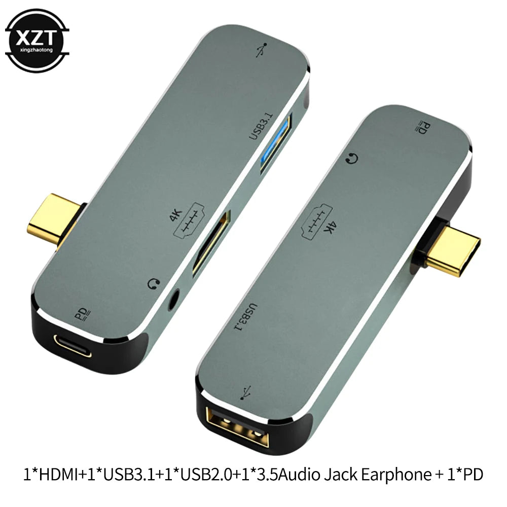 Type C to USB TypeC to 3.5MM Jack USBC PD Type-C to HDMI-compatible Adapter Converter Hub Splitter Docking Station for MacBook