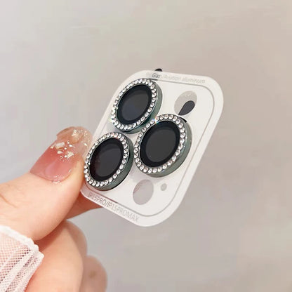 3-2Pcs Luxury Diamond Camera Protector For IPhone 17 promax 16 15 14 13 12 Pro Max Glitter Ring Lens Glass Back Lens Cap Shinny