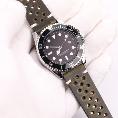 Breathable Watchband Strap Oil Wax Genuine Leather 18mm 20mm 22mm 24mm Women Men Cowhide Wrist Watch Band Black Brown Belt