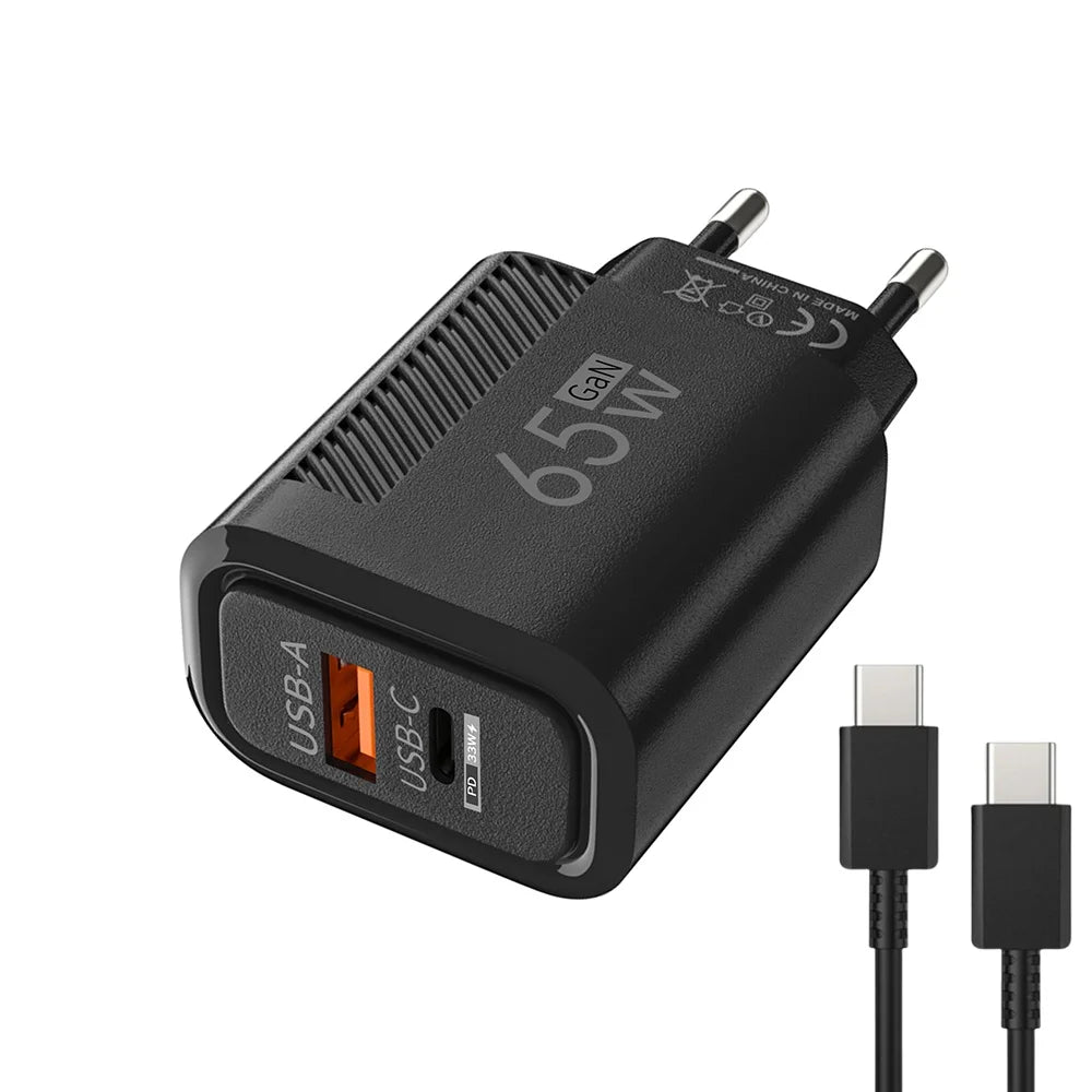 65W USB-C Charger GaN Fast Charging PD Type C Cable Mobile Phone Adapter For iPhone 16 Xiaomi Samsung Xiaomi QC 3.0 Wall Charger