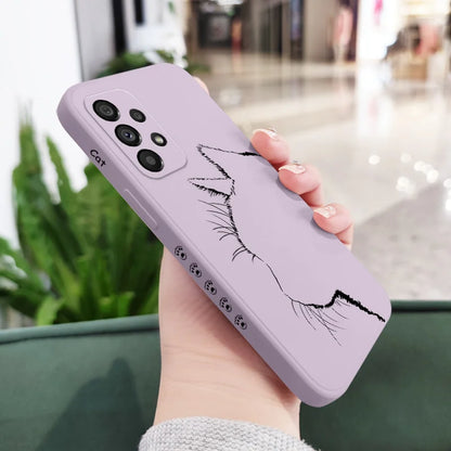 Cute Pretty Cat Case For Samsung Galaxy A73 A53 A33 A23 A13 A03 A72 A52 A52S A32 A22 A12 A02 A02S A71 A51 A31 A21S 4G 5G Cover