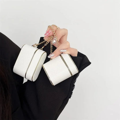 Bucket Bag Earphone Case for Apple Airpods 1/2/3Pro2 High Quality Electroplated Leather Soft Case with Pendant Chain Fashionable
