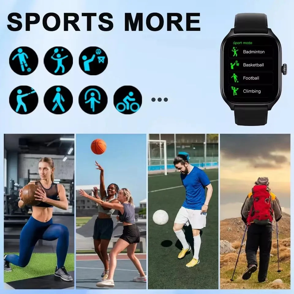 2026 Women Smart Watch Men Full Touch Screen Heart Rate Fitness Tracker Ladies Watch Bluetooth Call Smart Clock for Android IOS