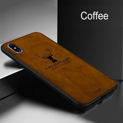 Luxury Deer Print Cloth Texture Case For iPhone 15 14 13 12 Mini 11 Pro X XS MAX XR Phone Cases Soft Cover Silicone Shockproof
