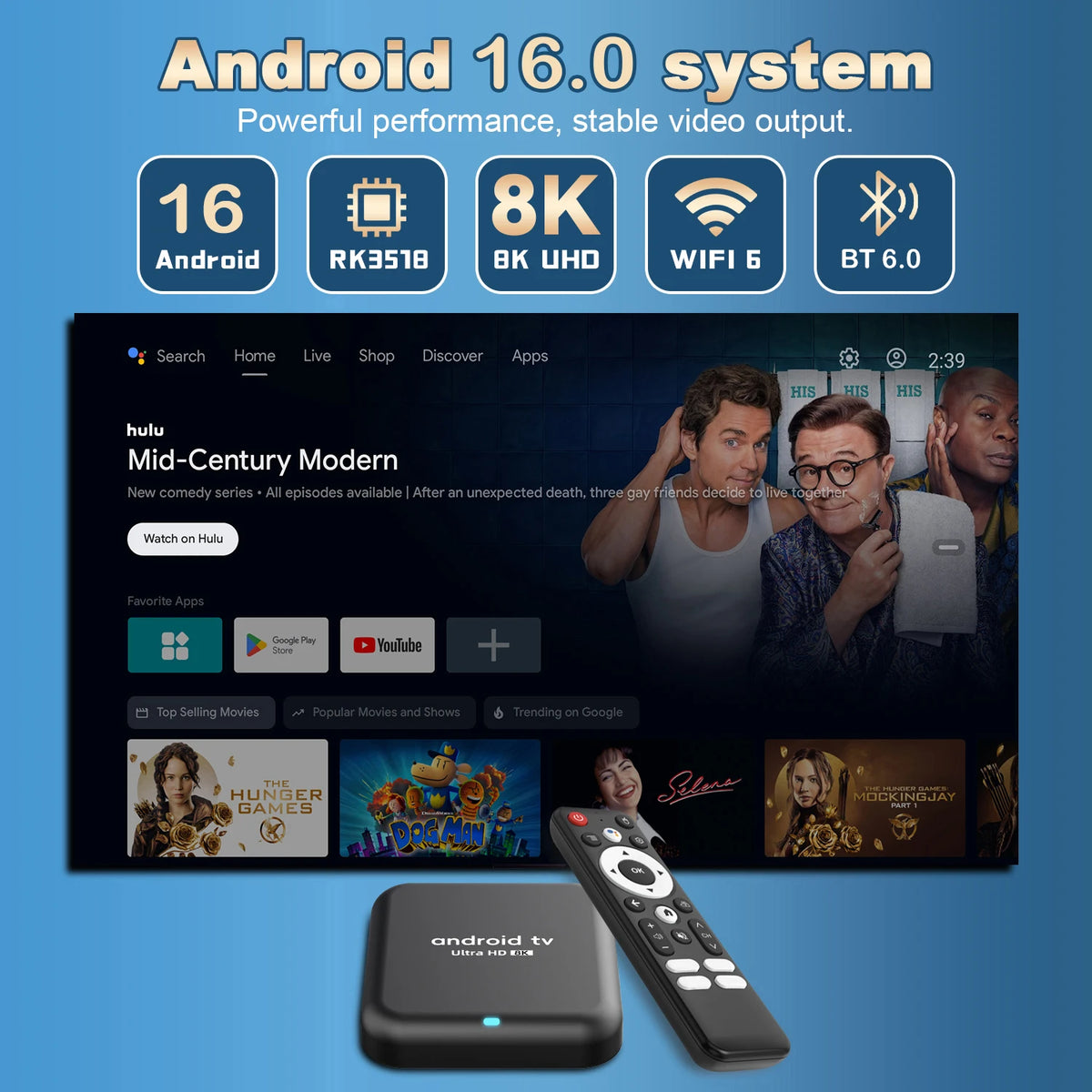 Smart TV Box 2026 Android 16 Q18 RK3518 Dual Wifi 5G Wifi6 Google Assistant 8K Video BT6.0 Netflix 8GB 128GB 256GB Media Player