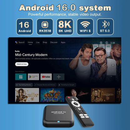 Smart TV Box 2026 Android 16 Q18 RK3518 Dual Wifi 5G Wifi6 Google Assistant 8K Video BT6.0 Netflix 8GB 128GB 256GB Media Player