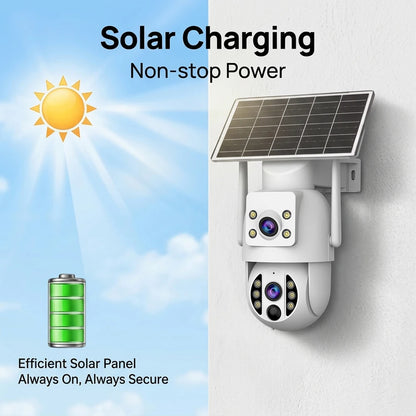 JOOAN 8MP WiFi Solar Camera Outdoor CCTV Surveillance Camera With Solar Panel Dual Lens PTZ Night Vision Scurity Protection