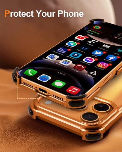 Oatsbasf for iPhone 17 Pro/Pro Max/17 Air Phone Case Metal Frame Minimalist Wireless Charging Ultra-thin Protecitve Cover