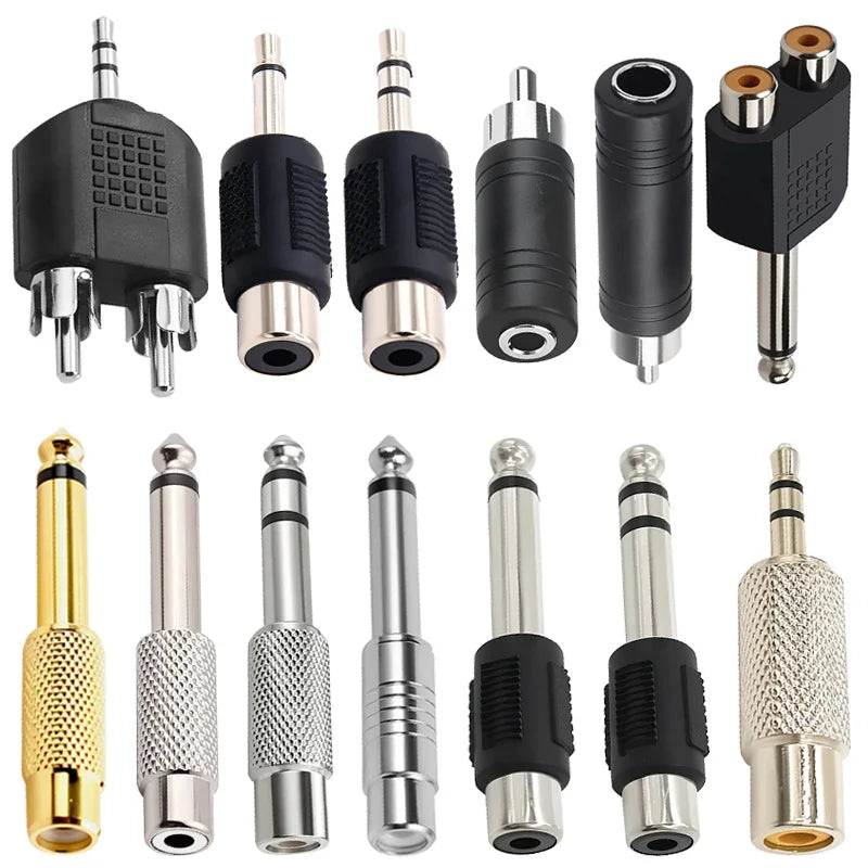 5Pcs 6.5/6.35mm Mono Stereo Audio Adapter TS Interconnect 1/8" 1/4" Male Plug to RCA Female Jack Connector Converter Speaker