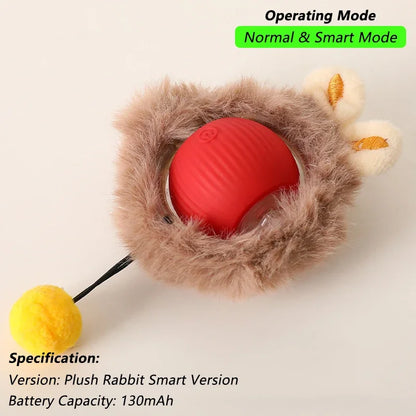 New Cat Interactive Ball Toy Automatic Rolling Ball Faux Tail Rechargeable Smart Pet Electric Toy Dog Cat Training Imitate Mouse