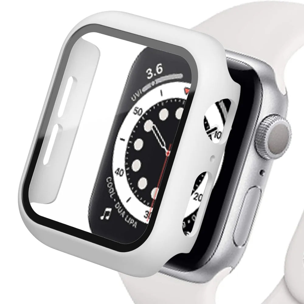 Glass+Matte Watch Cover for Apple Watch Case 45mm 41mm 44mm 40mm 42mm 38mm Bumper+Screen Protector for Iwatch SE 8 7 6 5 4 3 2 1