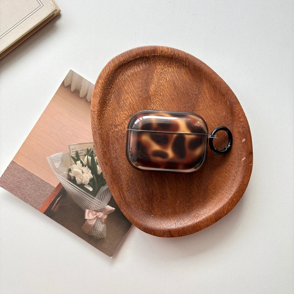 Autumn Winter Retro Brown Amber Pattern With Hook Shockproof Protective Earphone Cover Case for AirPods 1 or 2 3 4 5 Pro 2 Pro 3
