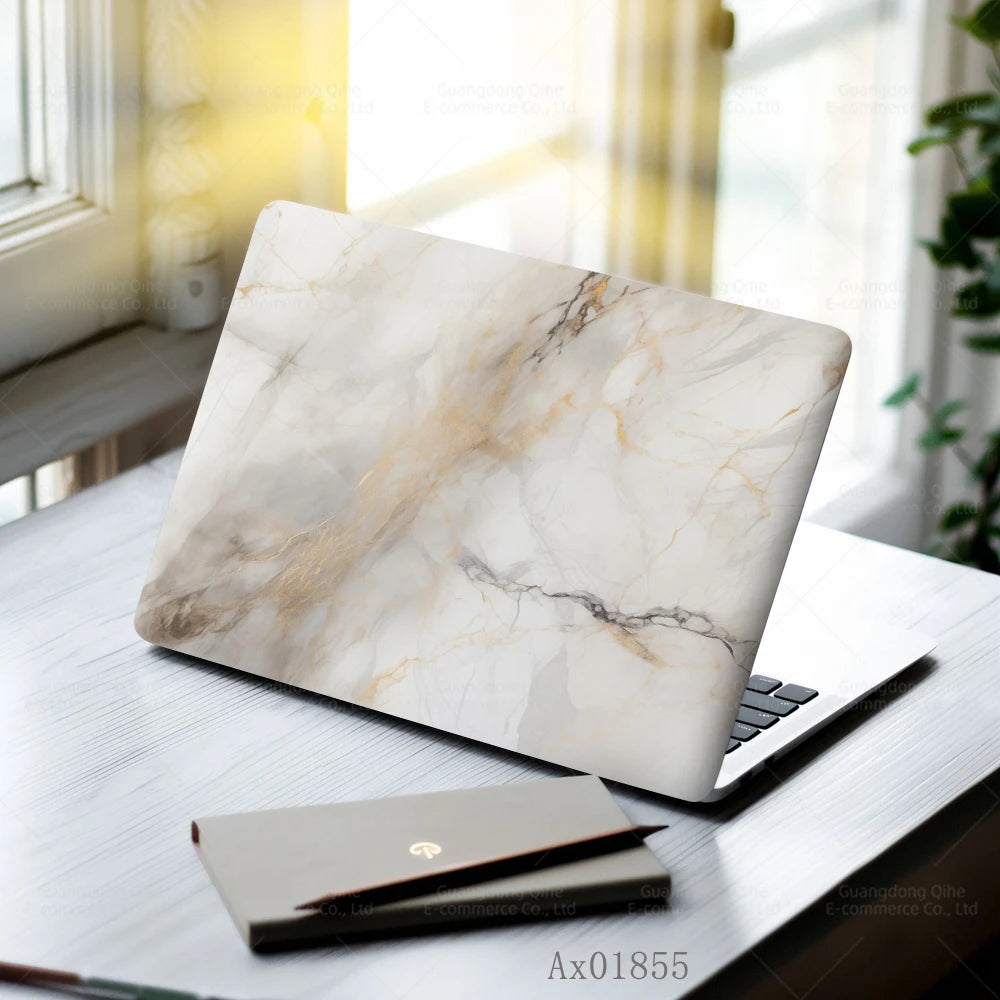 2 Pcs Light Grey Marble Laptop Skin Full Cover Decal for MacBook Laptops Waterproof PC Keyboard Skin Ornamental Decor