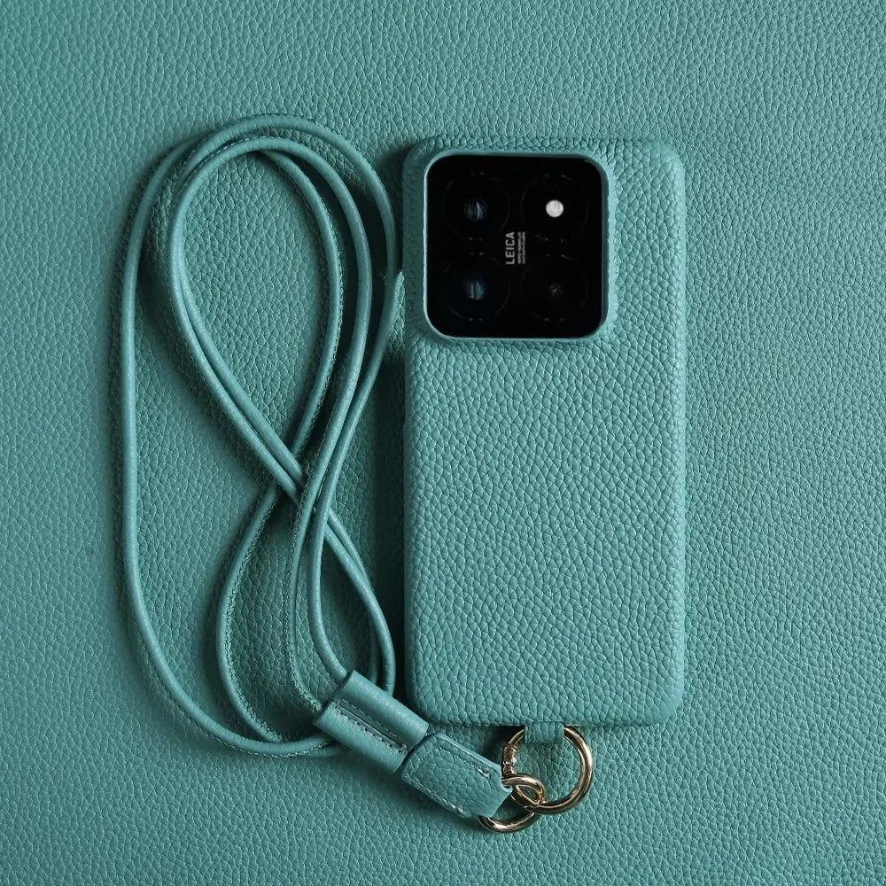 Luxury Cowhide Genuine Leather Case For iPhone 16 Pro Max 15Pro 11 13 12pro 14Pro 14 Strap Crossbody Lanyard Phone Cover Coque