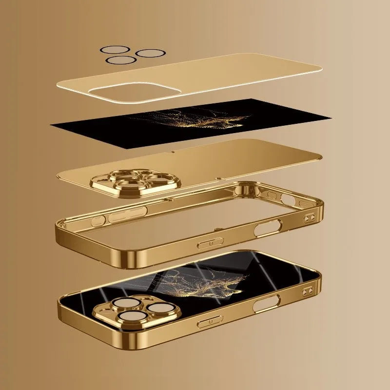 Luxury Heroic Lion Tempered Glass Phone Case For iPhone 17 13 12 11 Pro Max 16 15 14 Plus Pro Max 16E 17Air Anticollision Cover