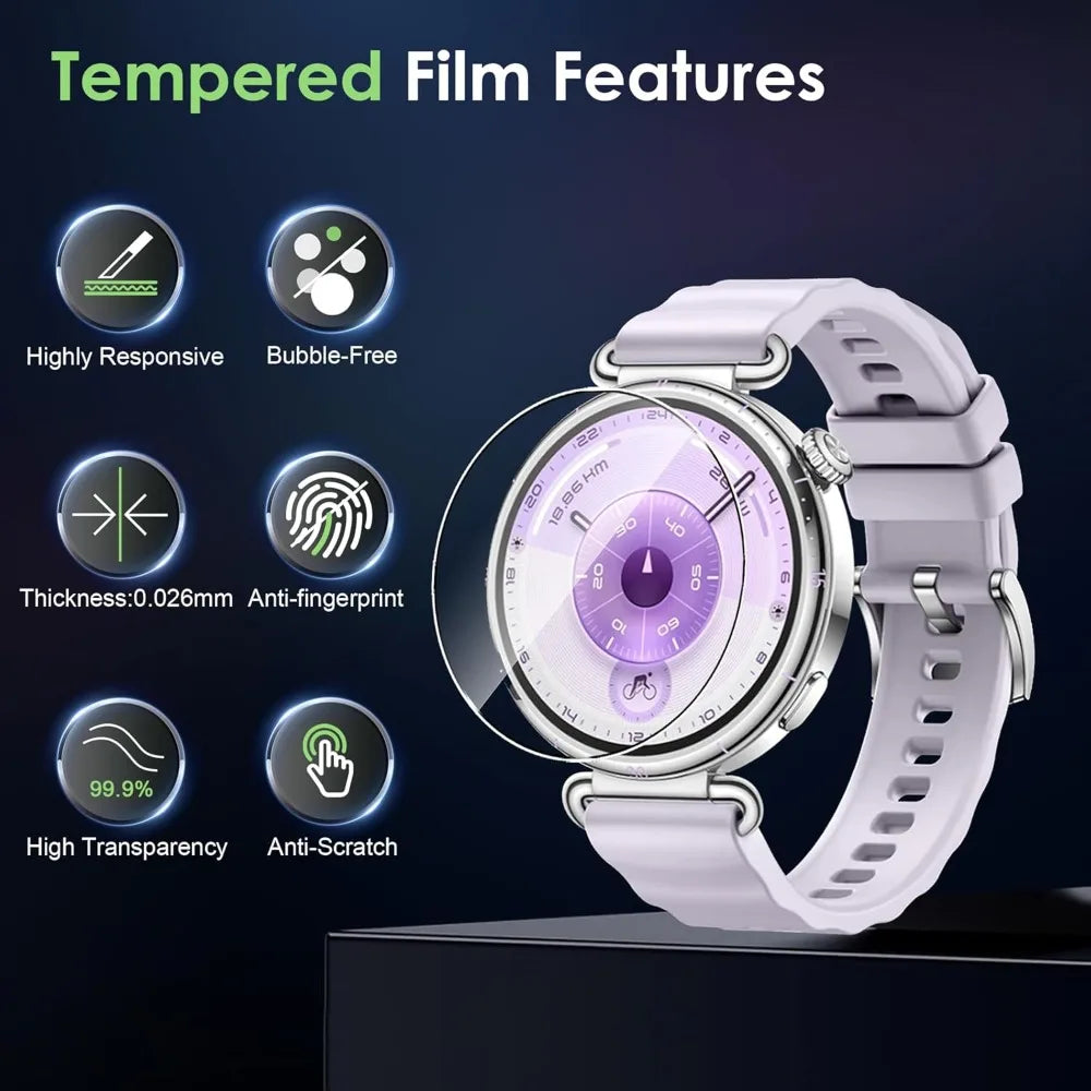 10-1Pcs for Huawei Watch GT 6 5 4 3 2 Tempered Glass 41mm 46mm Screen Protector Case-friendly Glass Protective Film for GT6 Pro
