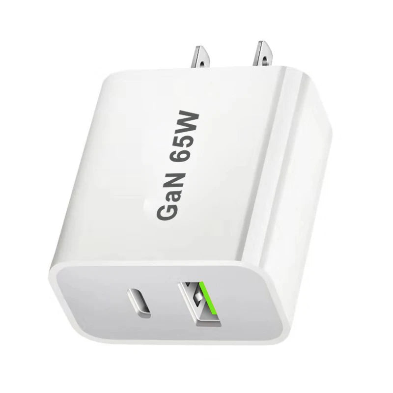 UK/AU/EU/US USB C Charger 65W PD 3.0 GaN Charger Type C Power Adapter With 2-Port Fast Wall Charger Compatible for iPhone 13 USB