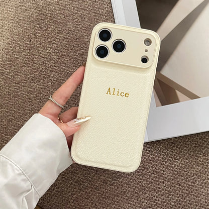 Personalized Customized Name Color Faux Leather Case For iPhone18 17 16 15 14 13 Pro Max Plus 17Air Hot Gold Foil Engraved Cover