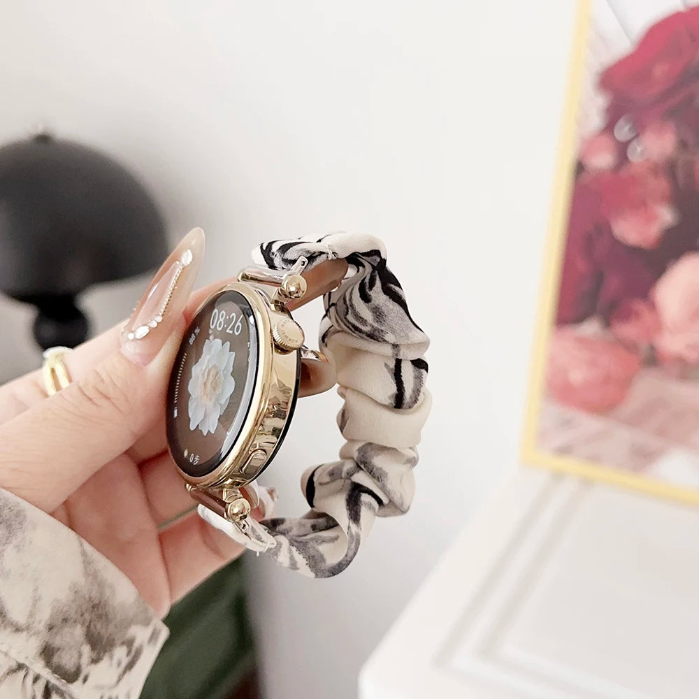 18mm Watch Band Dressy Printed Fabric Strap Bracelet for Women Huawei GT5/ Amazfit GTS2/ Garmin Venu 2S 3S Smartwatch 20mm 22mm