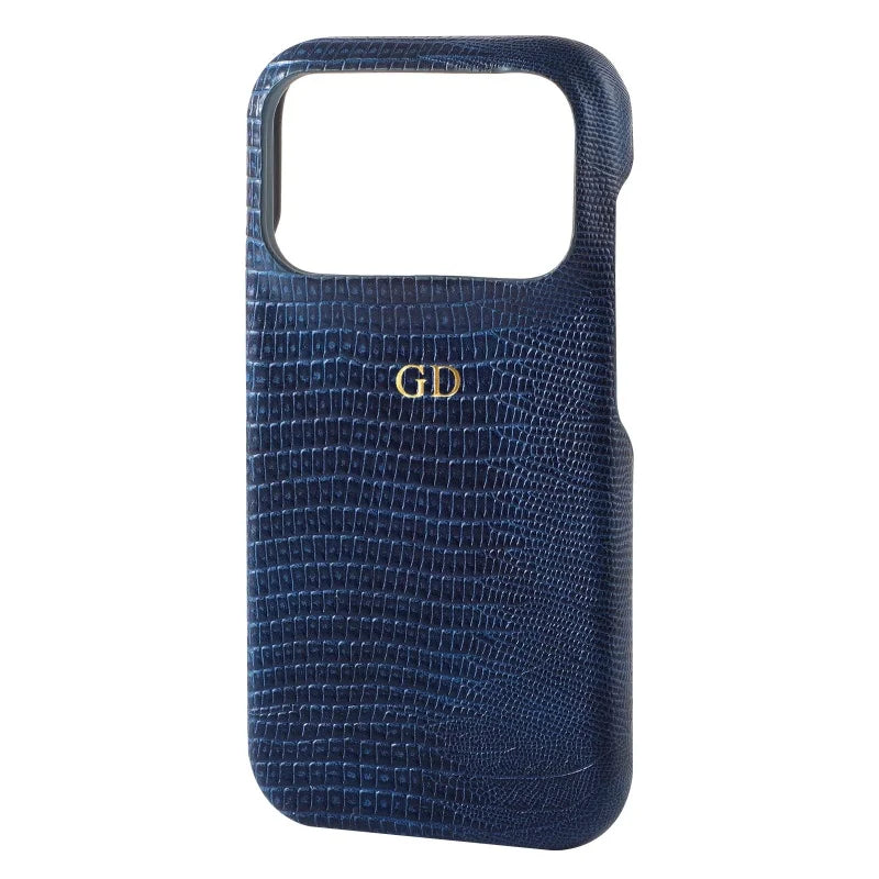 Personalise Gold Silver Initials Letters Leather Case For iphone 15 14 13 16 17 18Pro Max 14 16 Plus Luxury Lizard PU Hard Cover