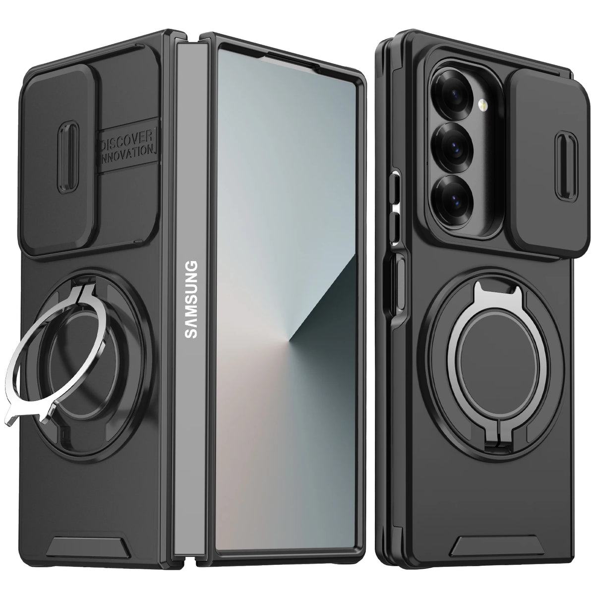For Samsung Z Fold6 Case Galaxy Z Fold7 Cover Fold 6 7 Magnetic Ring Armor Slide Camera Lens Case Magsafe Wireless Charge Cover