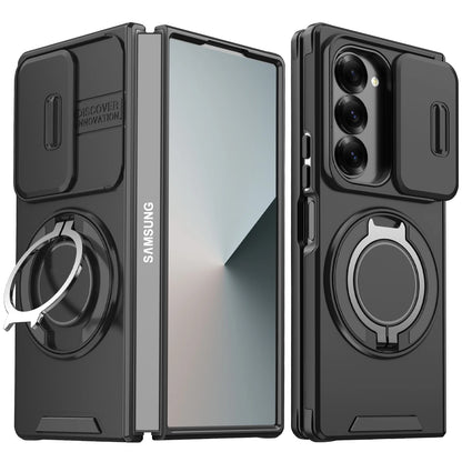 For Samsung Z Fold6 Case Galaxy Z Fold7 Cover Fold 6 7 Magnetic Ring Armor Slide Camera Lens Case Magsafe Wireless Charge Cover