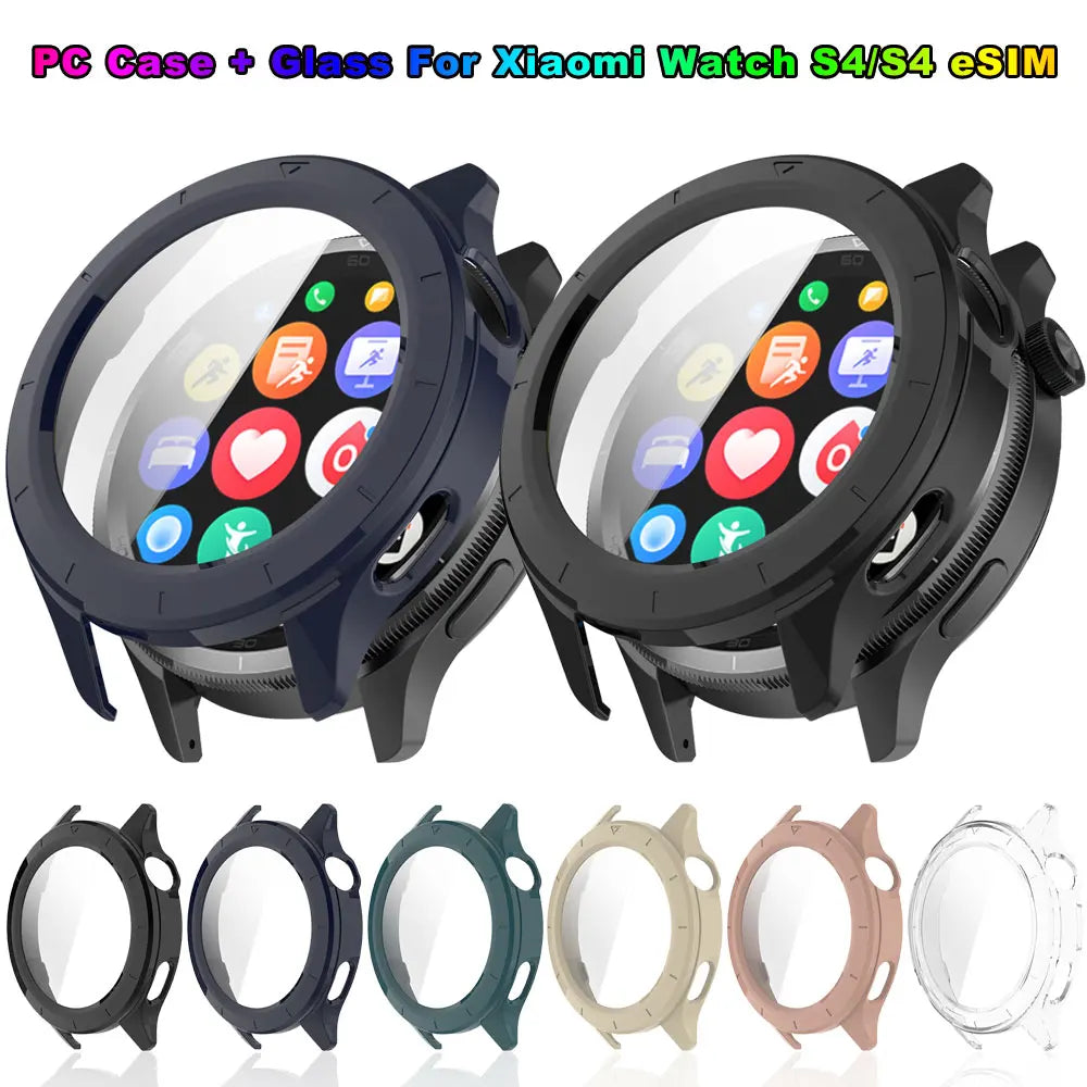 PC Case + Tempered Glass For Xiaomi Watch S4 Full Shell Screen Protector Bumper Cover For Xiaomi Watch S4 eSIM Smart Accessorie