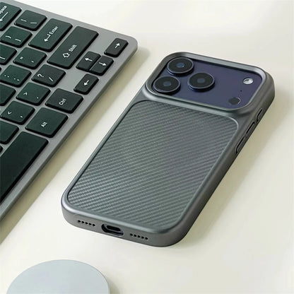 Luxury Business Carbon Fiber Pattern Hard PC Magnetic Case For iPhone 18 17 16 15 Pro Max For Magsafe Wireless Charging Cover