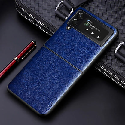 Luxury PU Leather Case for Samsung Galaxy Z Flip 4 5 6 7 FE 8 Business Solid Color Design Phone Cover for Samsung Z Flip 3 Case
