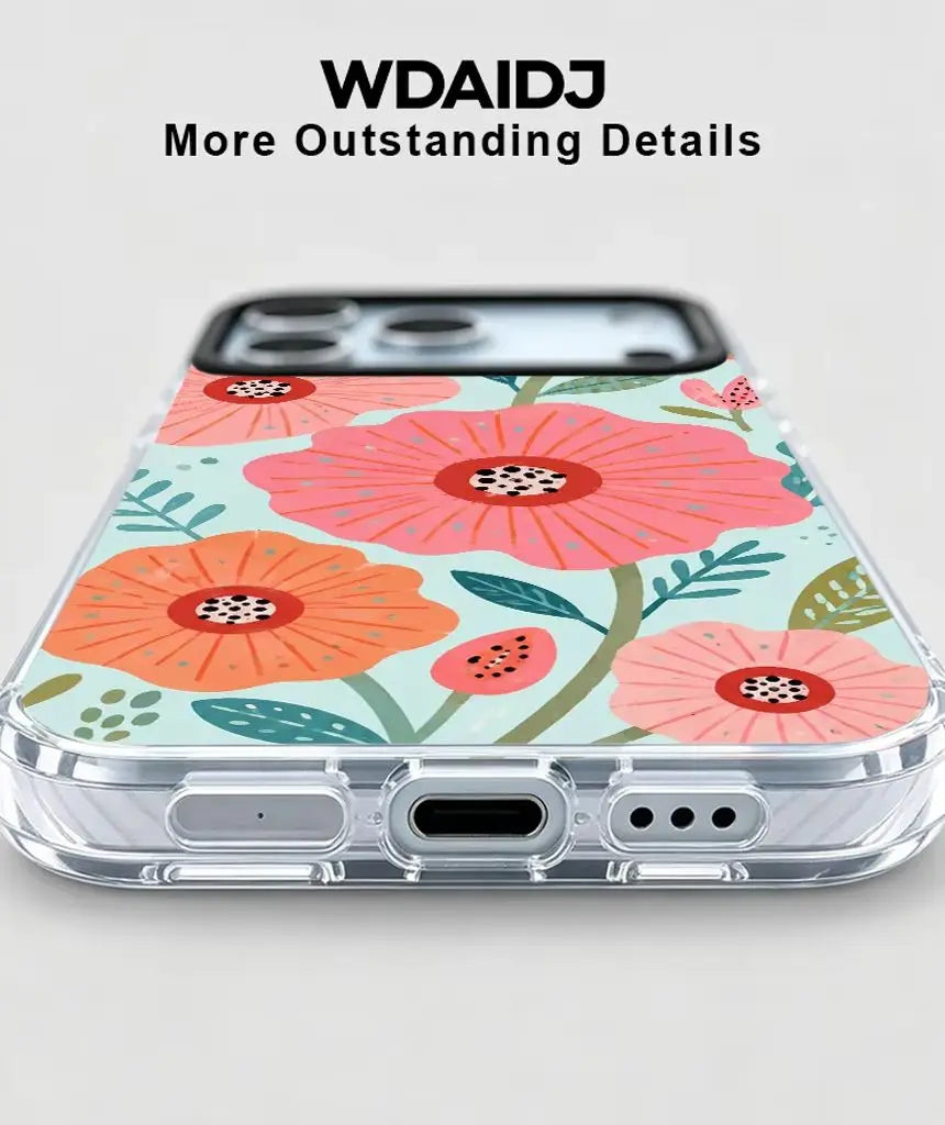 Whimsical Floral Illustration Anti Scratch Slim Phone Case For iPhone 13 14 15 16 17 Delicate Botanical Storybook Look