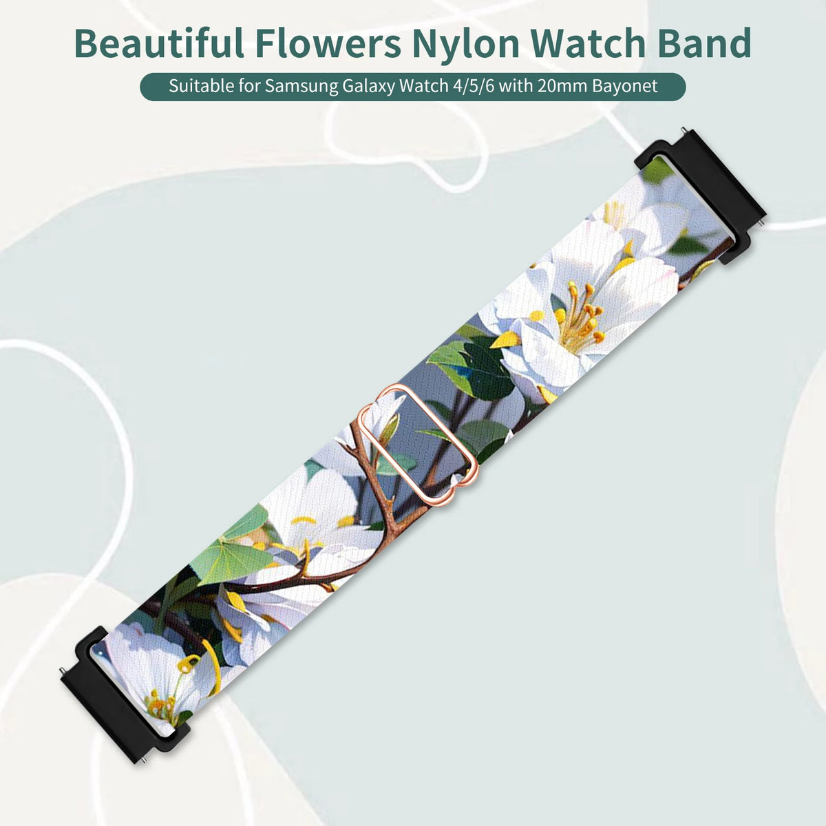 1 Pack Man Woman 20mm Printed Watch Stretchy Loop Band For Galaxy Watch 7 6 5 4 3 FE 40mm 41mm 42mm 44mm 45mm 46mm