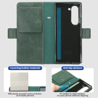 PU Leather Flip Wallet Phone Case for Galaxy Z Fold 8 Ultra Z Fold 8/7/6/5 with RFID Blocking, Adjustable Wristband Kickstand