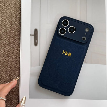 Personalized Customized Name Color Faux Leather Case For iPhone18 17 16 15 14 13 Pro Max Plus 17Air Hot Gold Foil Engraved Cover