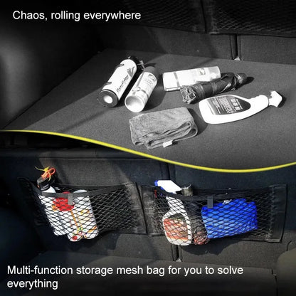 Car Back Rear Trunk Seat Elastic String Net Magic Sticker Mesh Storage Bag Pocket Cage Auto Organizer Seat Back Bag