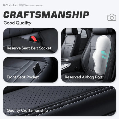 PU Leather Car Seat Cover Full Set 360°Surrounded Bottom Adjustable Back Seat Pad Waterproof Front Seat Cushion Car Accessories